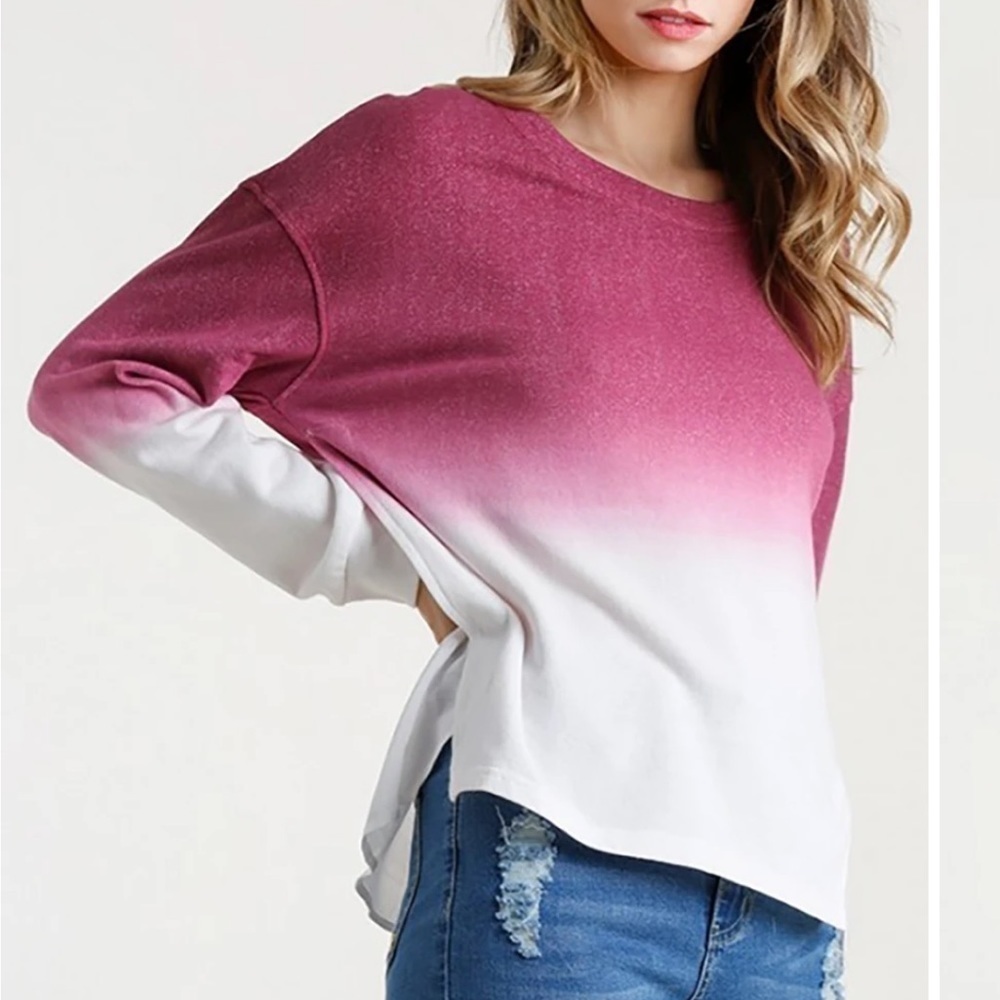 Ivory Ella Ryan Berry Pink Ombre Sweatshirt women’s size XS